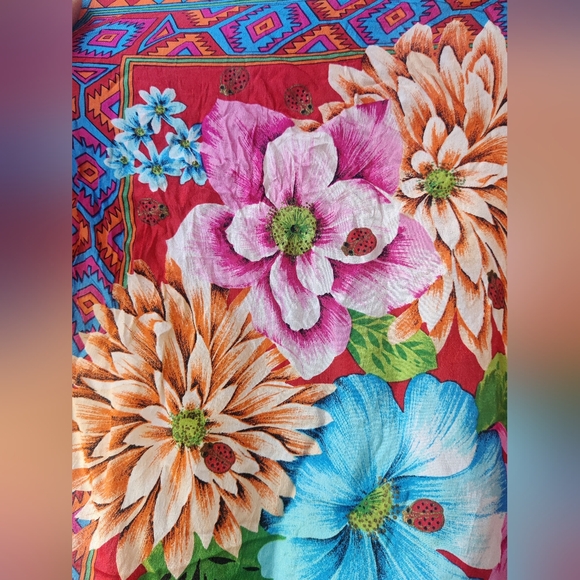 Oscar de la Renta Vintage 80s Vibrant Geometric Scarf Croquette Girl - Picture 4 of 6